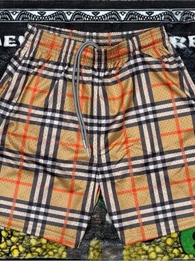 Luxury Plaid Mesh Shorts Small Streetwear Athletic Gym Summer Drawstring